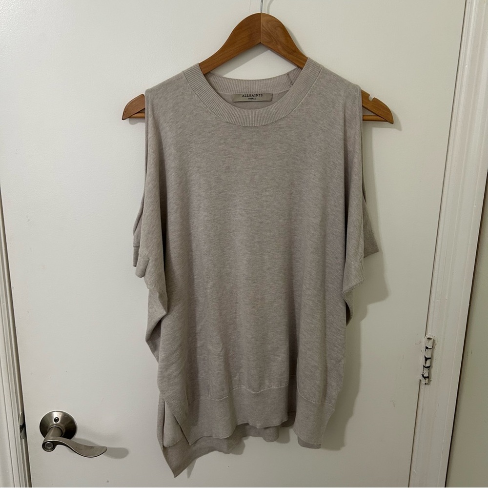 All Saints | Women’s Light Gray Cold Shoulder Sweater | Size Small
